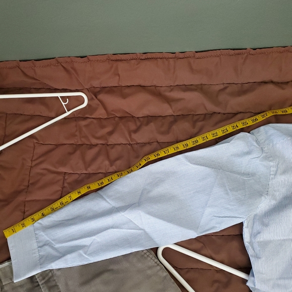 Ketch Men's Button Up Dress Shirt. Blue w/ Stripes. NWOT.  16-34/35 65/35 PolyCo - Picture 6 of 8